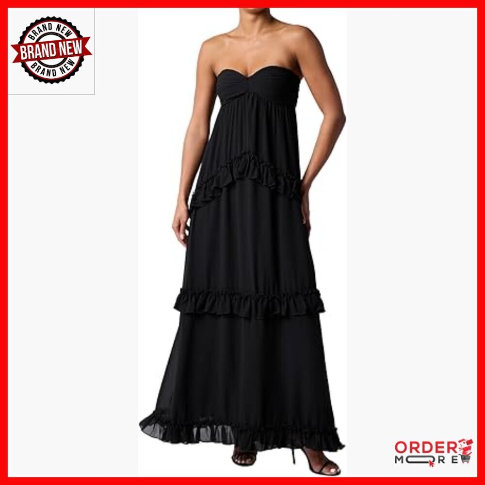 Strapless Maxi Dress Chiffon Tiered Ruffle Formal Party Gown